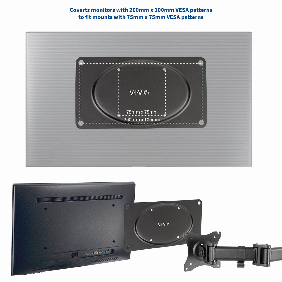 VESA Monitor Adapter - 75x75mm to 200x100mm