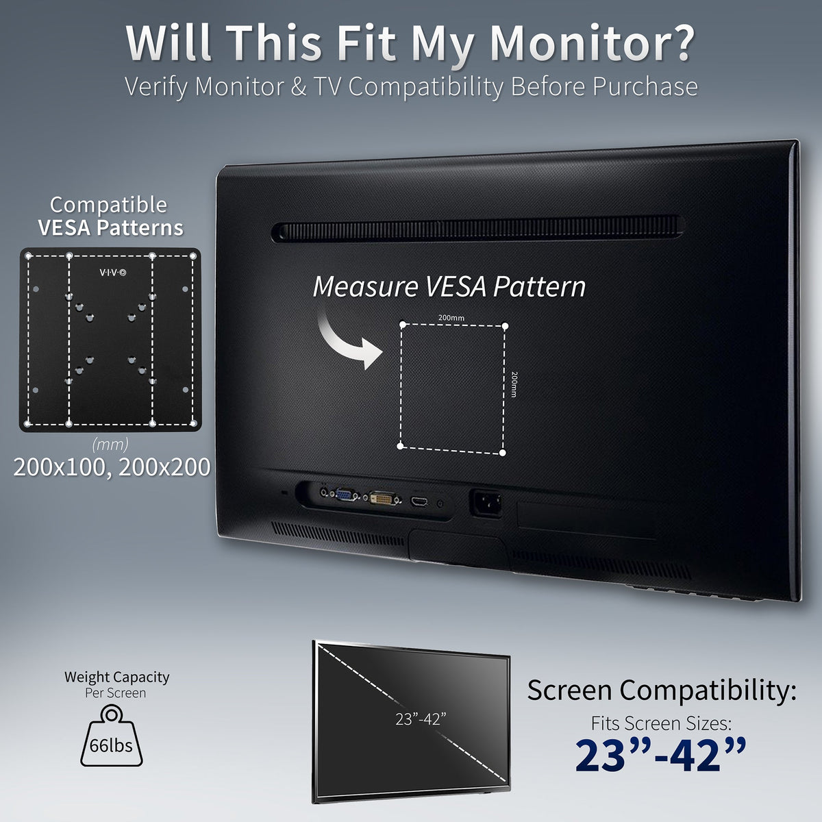 VESA Monitor Adapter - 50x50mm to 200x200mm