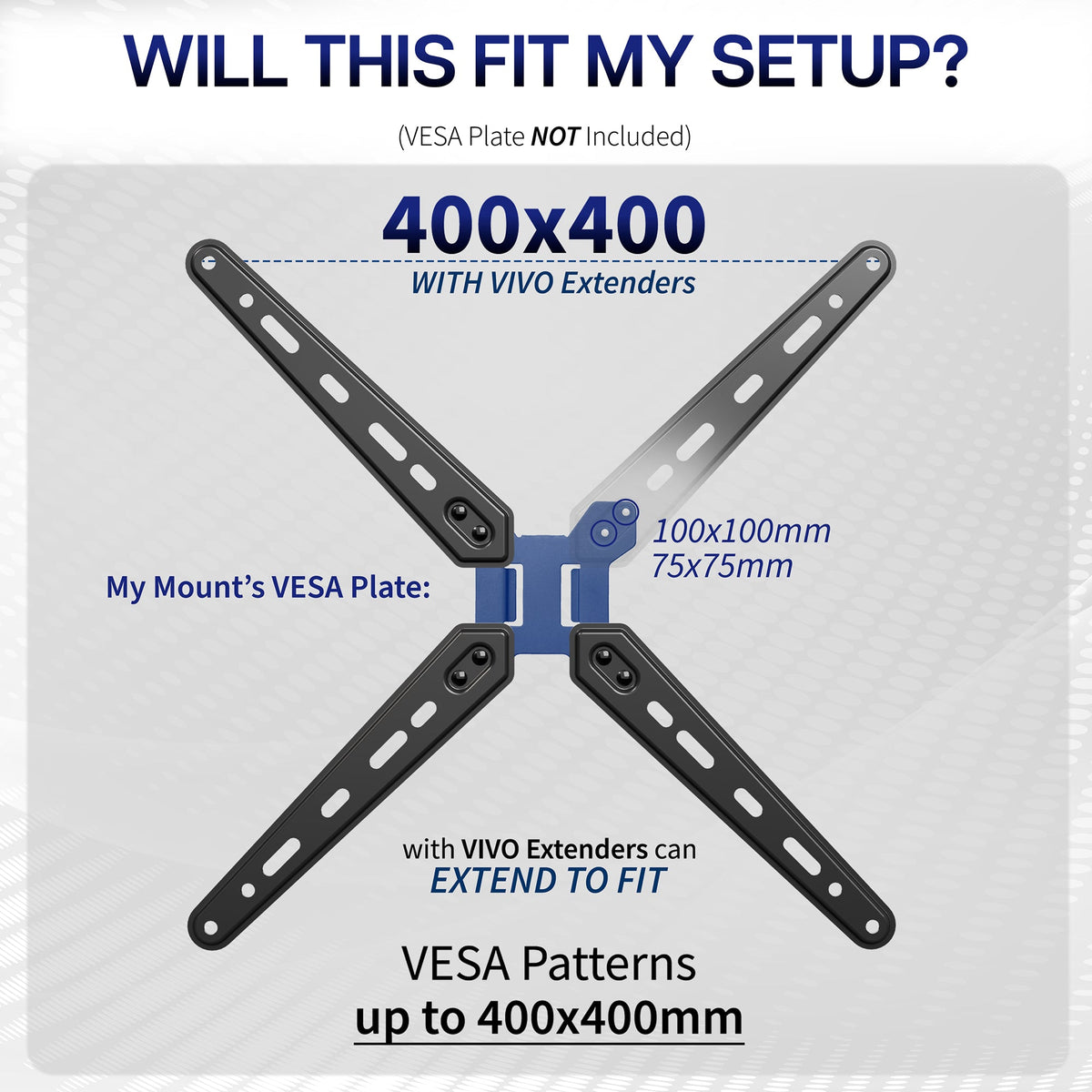 LCD Screen VESA Adapter - 75x75mm & 100x100mm to (100x200mm to 400x400mm)