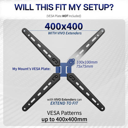 LCD Screen VESA Adapter - 75x75mm & 100x100mm to (100x200mm to 400x400mm)